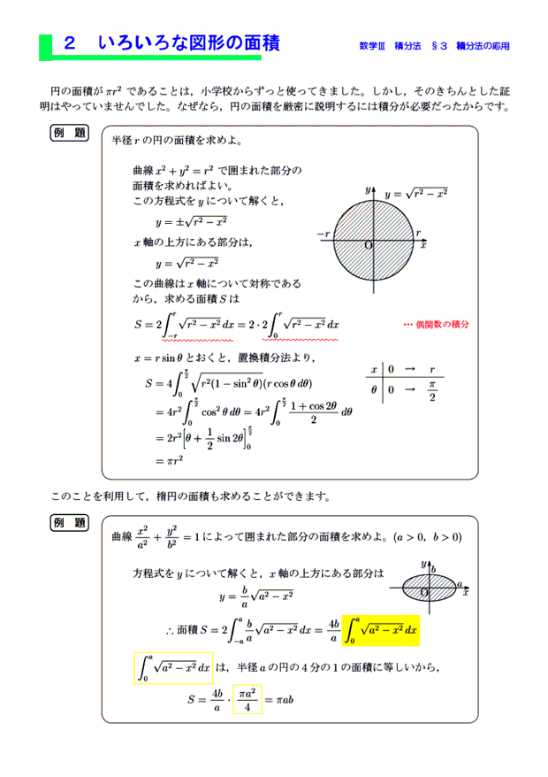 ２ いろいろな図形の面積 数学 積分法 オンライン教科書